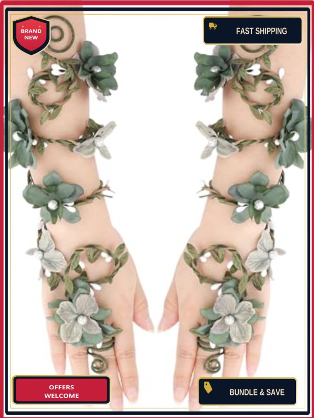 Renaissance Floral Fairy Arm Wraps Costume Accessories 2 Pcs
